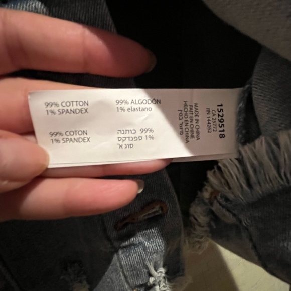 DEX jean jacket. Distressed edge. Stretchy denim. - Picture 5 of 8